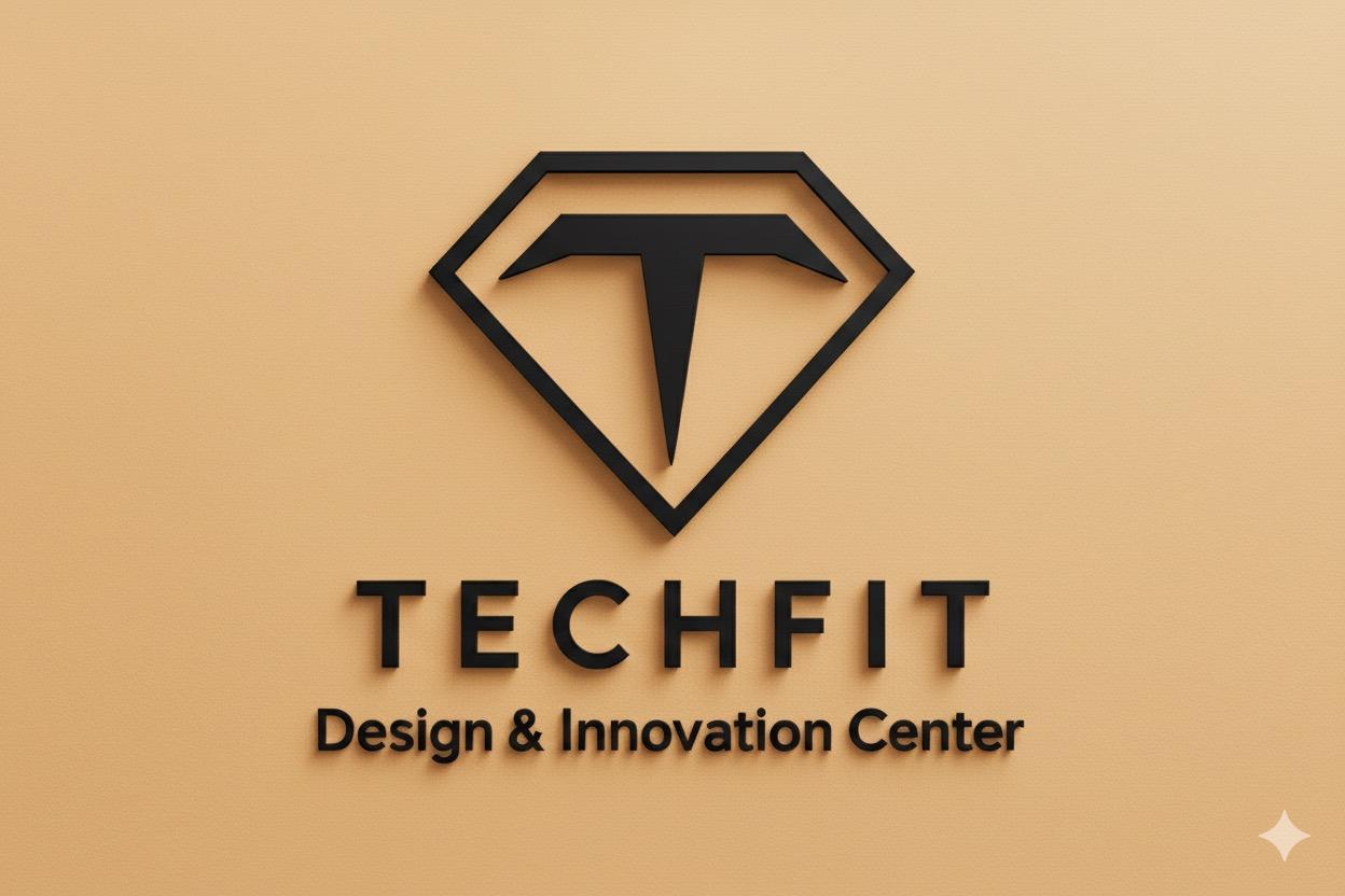 TechFit emblem on a warm gold background